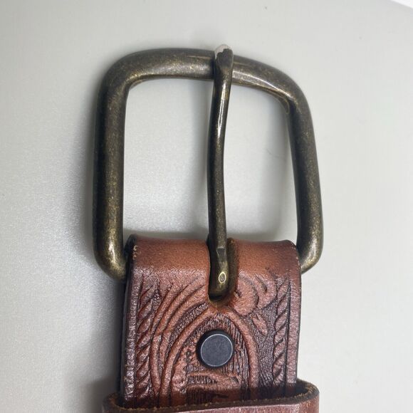 Top Grain Cowhide Brown Hunting scene Western Belt Made in Texas USA 44/110 - Picture 2 of 9